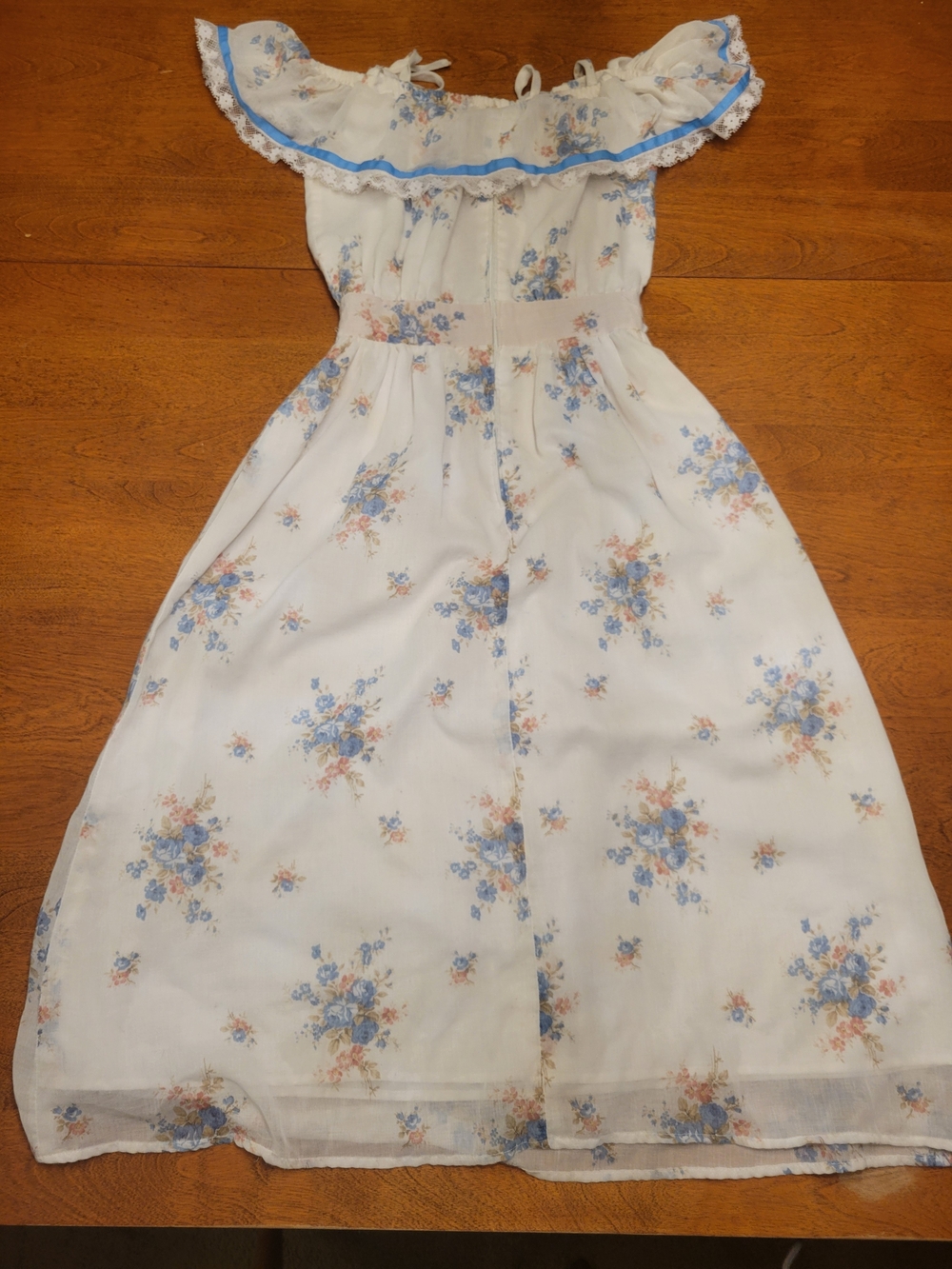 Vintage 70s Style Floral Off-Shoulder Midi Dress With Straps XXS-XS Cottagecore - Picture 9 of 16